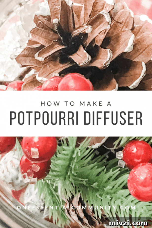 Christmas Potpourri Diffuser Ideas for Festive Home Fragrance 13 Pinterest image for how to make an essential oil potpourri diffuser