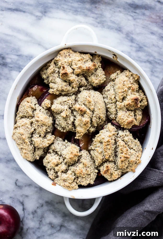 Gluten-Free Plum Cobbler #vegan #refinedsugarfree | saltedplains.com