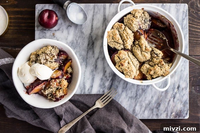 Gluten-Free Plum Cobbler #vegan #refinedsugarfree | saltedplains.com