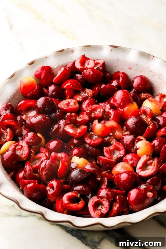 cherries pitted and sliced
