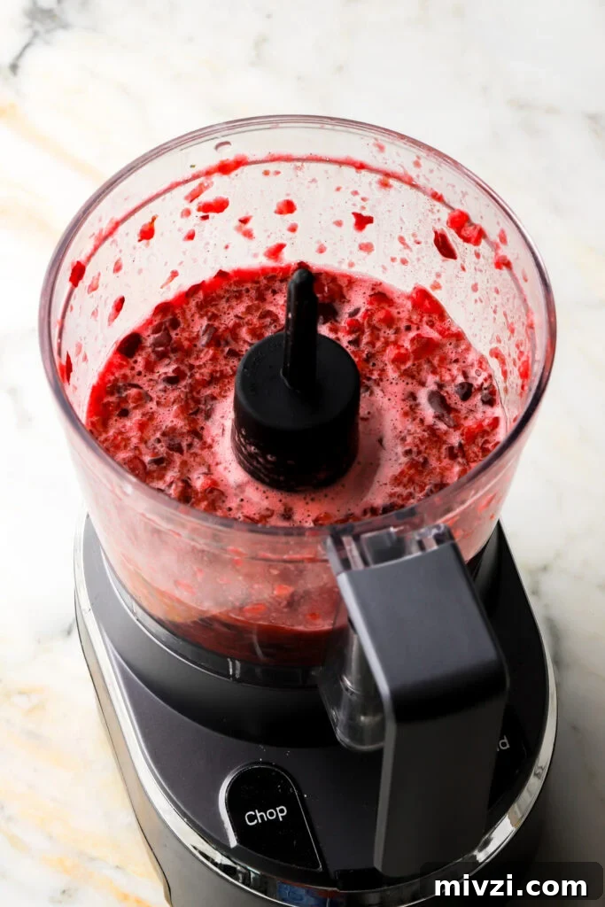 part of the cherry mixture pulsed in the food processor