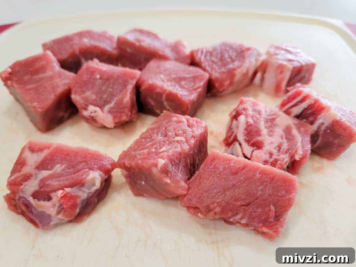 Surf and Turf Shrimp & Steak Kabobs Recipe for Grilling 3 ribeye steak cut into cubes.