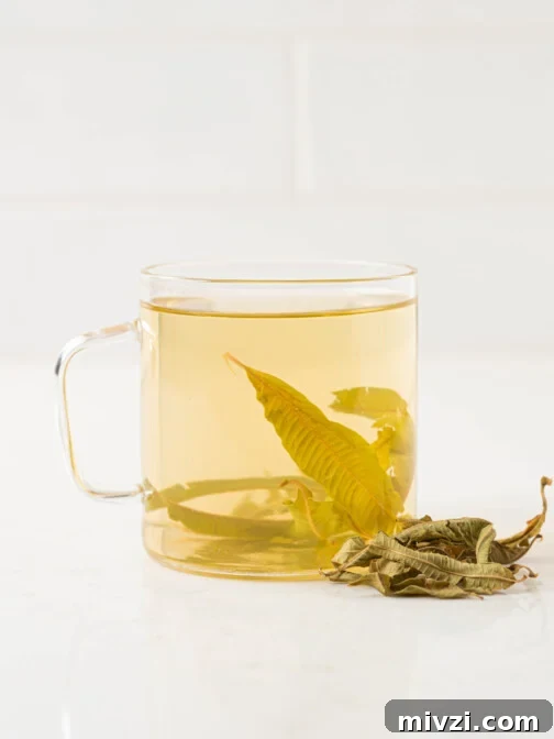 a cup of lemon verbena tea
