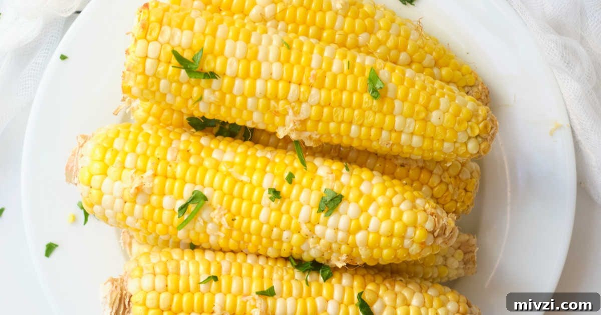 Crispy Air Fryer Corn on the Cob with Garlic Butter 3 plate of air fryer corn on the cob