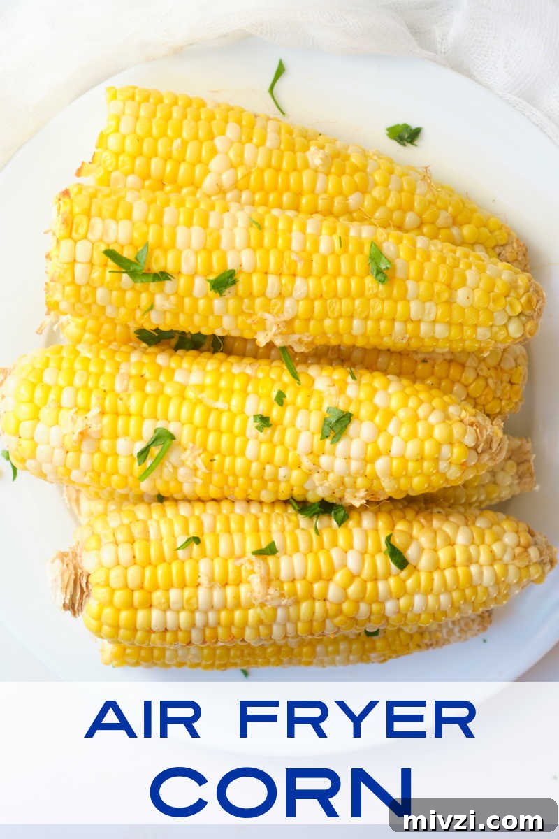 Crispy Air Fryer Corn on the Cob with Garlic Butter 5 corn on plate