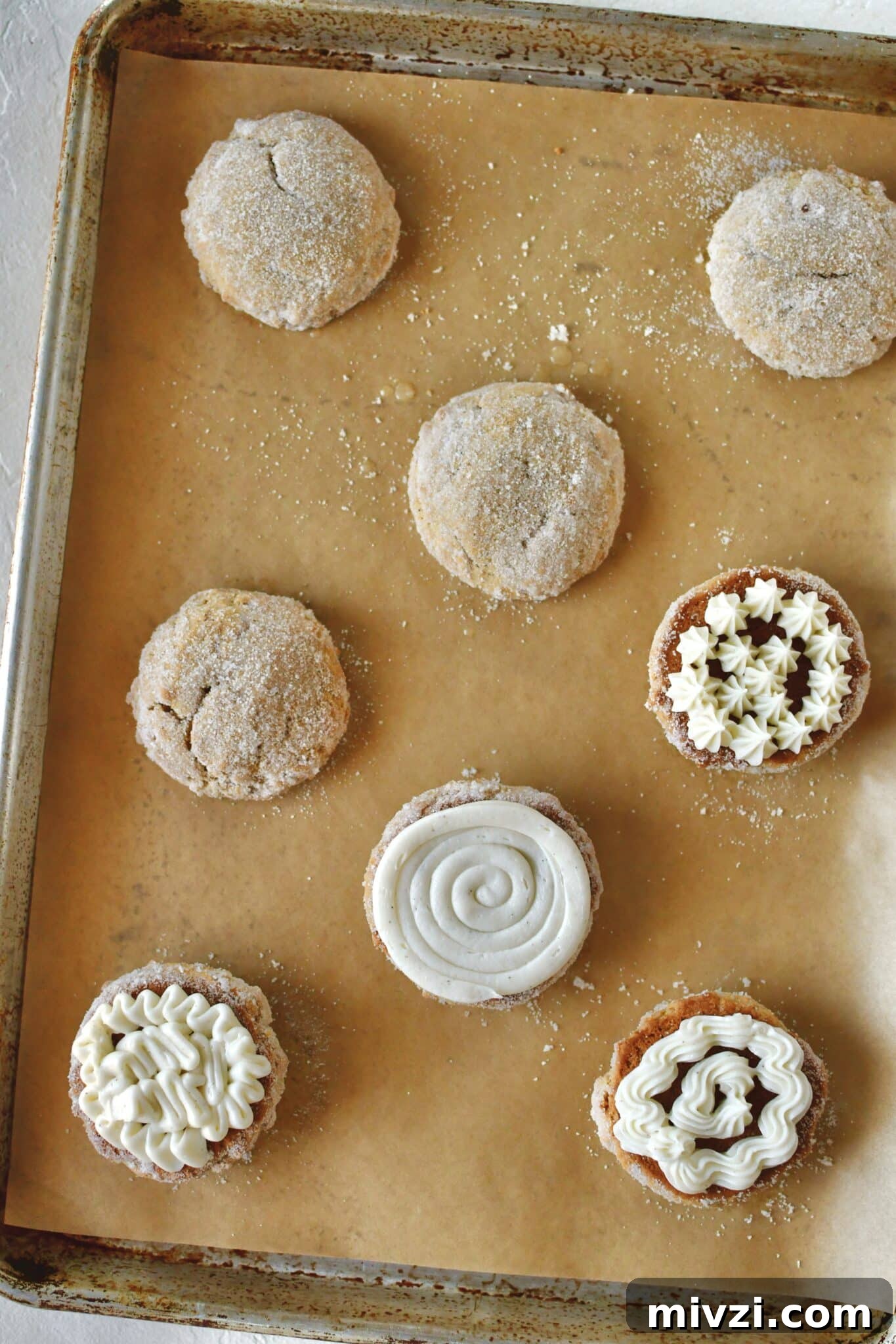 Pumpkin Whoopie Pies Recipe: Soft Spiced Cream-Filled Treats 15 Whoopie pies that have been filled with the cream on one side.