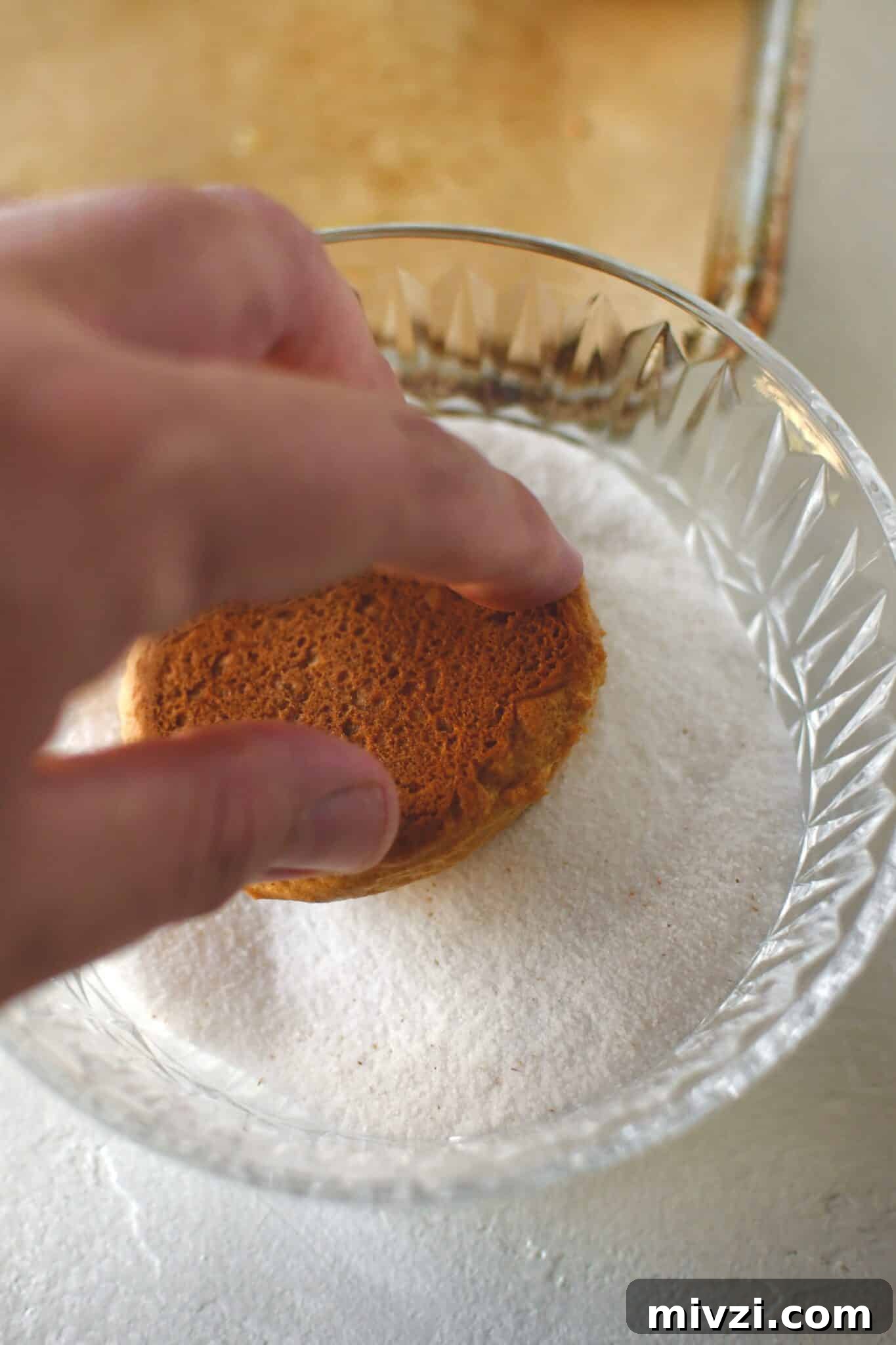 Pumpkin Whoopie Pies Recipe: Soft Spiced Cream-Filled Treats 10 Dipping buttered whoopie pies in seasoned sugar.