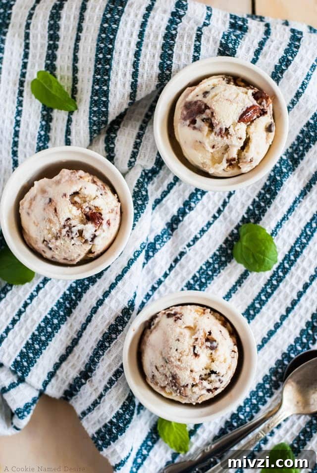 Bring in summer with this creamy mint chocolate chip gelato with dark chocolate almonds