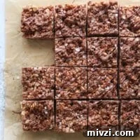 Squares of Nutella Rice Krispie Treats