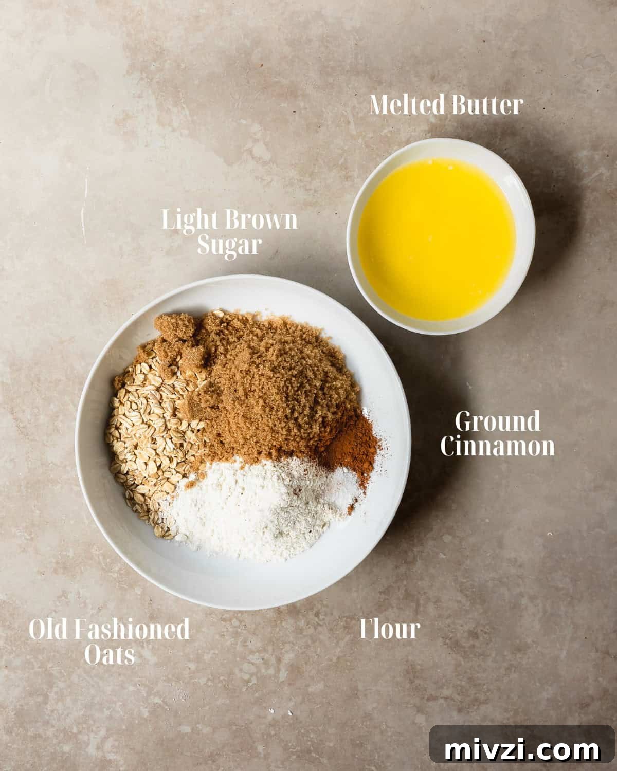 Apple Blueberry Crisp Recipe with Oat Topping 3 Crumble Topping Gather flour, oats, brown sugar, ground cinnamon, salt and butter.