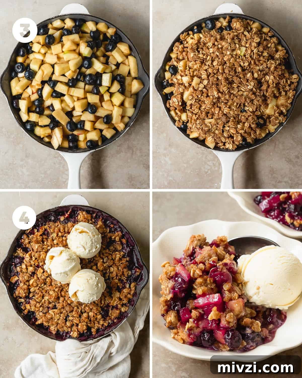 Apple Blueberry Crisp Recipe with Oat Topping 6 Finished apple blueberry crisp, golden crumble on top