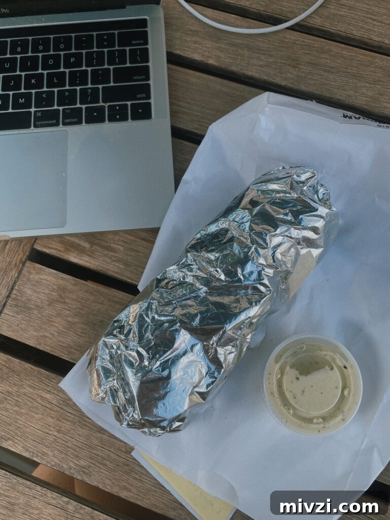 Skier’s Breakfast Burrito | Beaumont Bakery Special 2 breakfast burrito in tinfoil