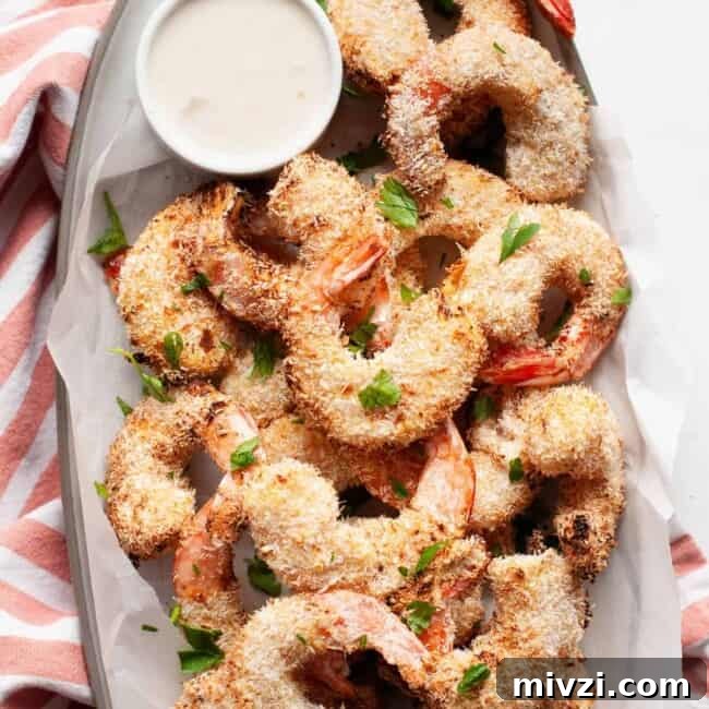 air fried coconut shrimp on plate