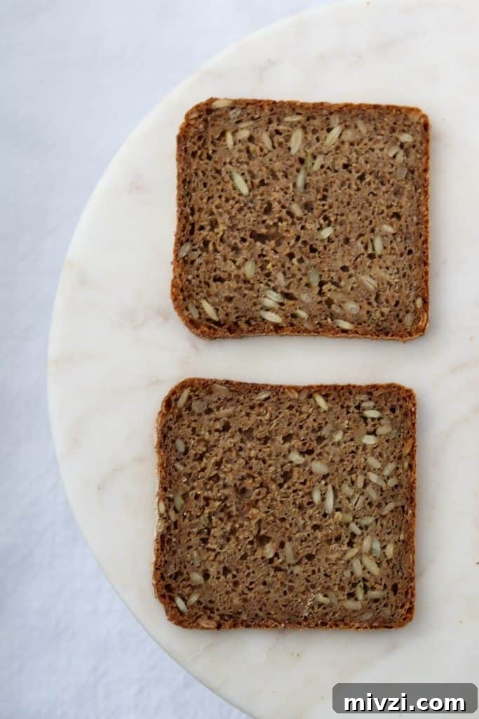 Two pieces of rye bread on a plate
