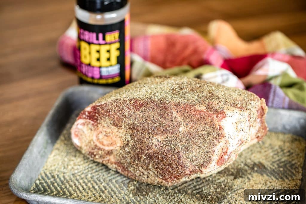 Lamb shoulder seasoned with Hey Grill Hey Beef Rub.