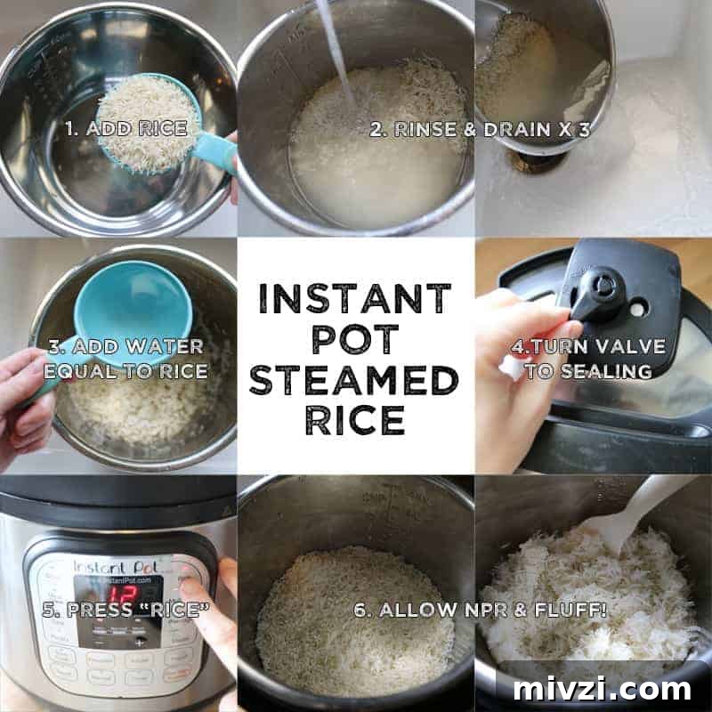 Steps to making steamed long grain rice in the instant pot