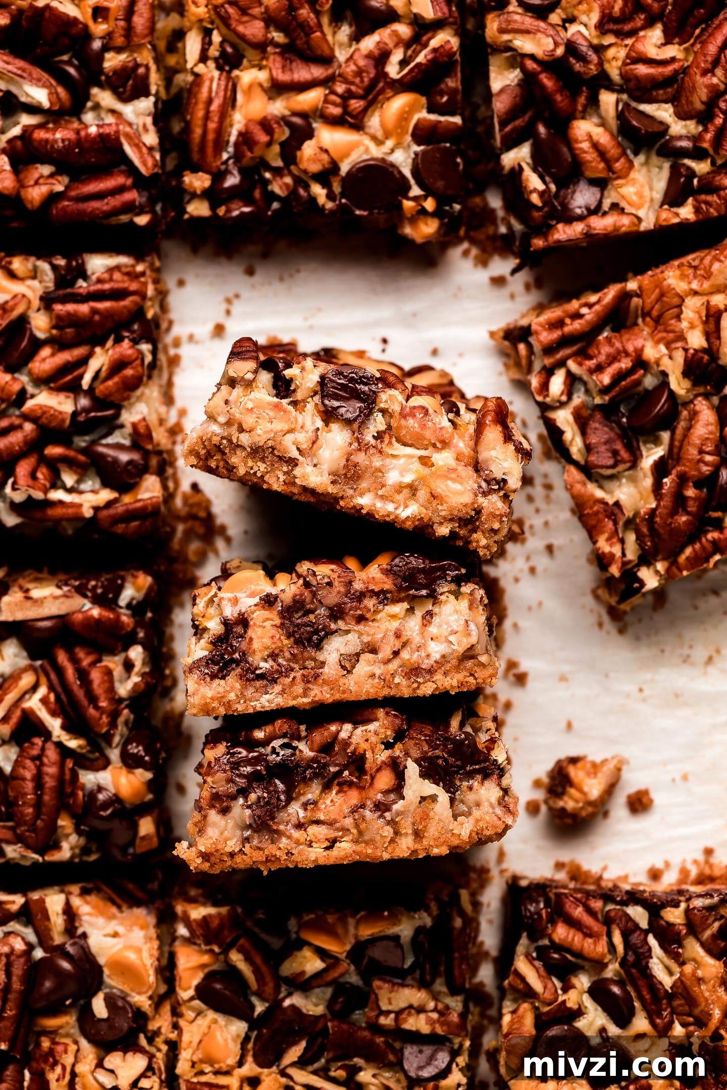 Magic Bars turned on their side to show the layers.