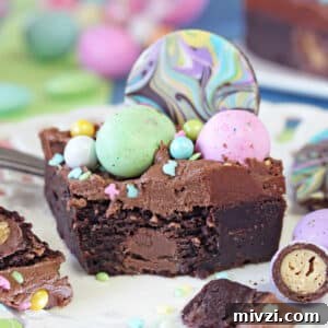 Easter Chocolate Push-Up Pops: Festive Treats for Kids 17 Two photo collage of Frosted Easter Brownies with text overlay for Pinterest.