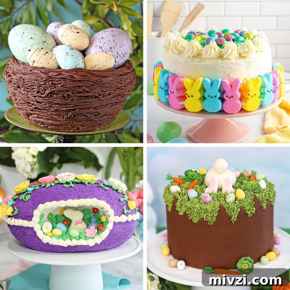 Easter Chocolate Push-Up Pops: Festive Treats for Kids 20 Photo collage featuring 4 cute Easter Cakes.
