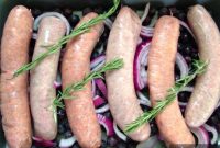 Roasted Sausages with Caramelized Onions and Roasted Grapes