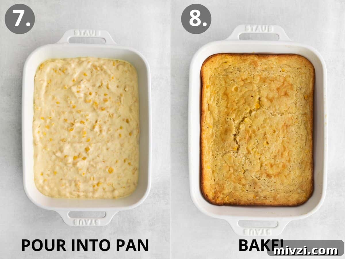 Cheesy Gluten-Free Corn Casserole Recipe for Every Occasion 8 Corn casserole ingredients in a baking dish, and baked corn casserole