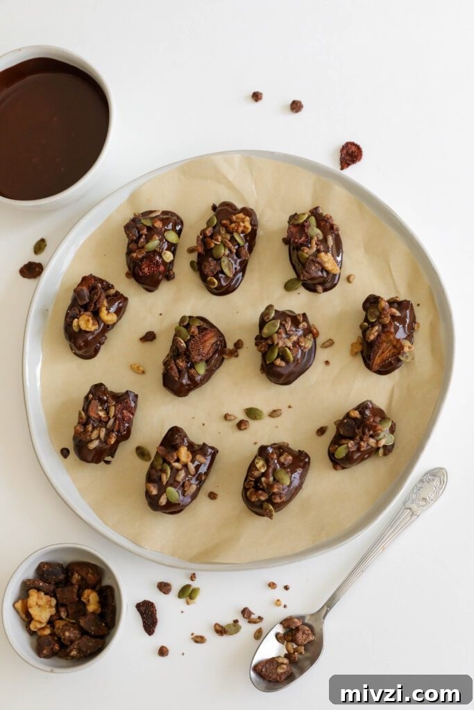 Chocolate-Covered Dates Stuffed with Strawberries for Parties 2 Chocolate Strawberry Covered Dates by Flora & Vino