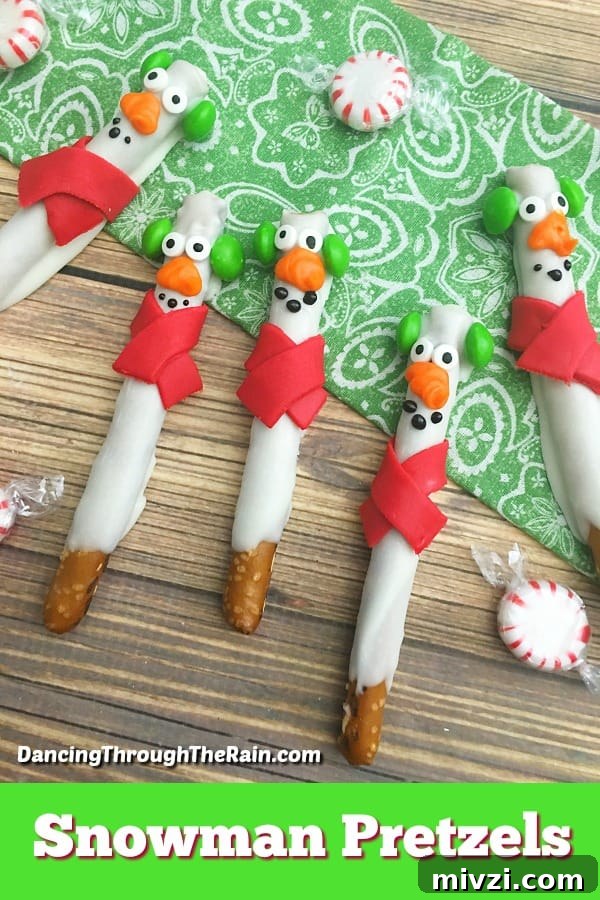 snowman pretzels