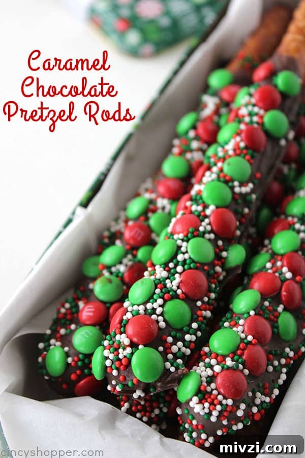 caramel chocolate pretzel rods