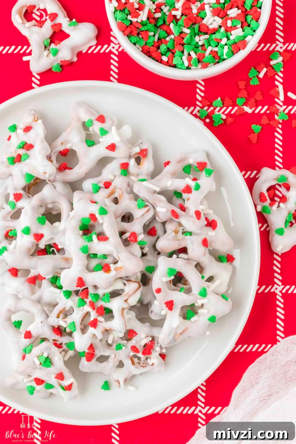 Christmas almond bark pretzel