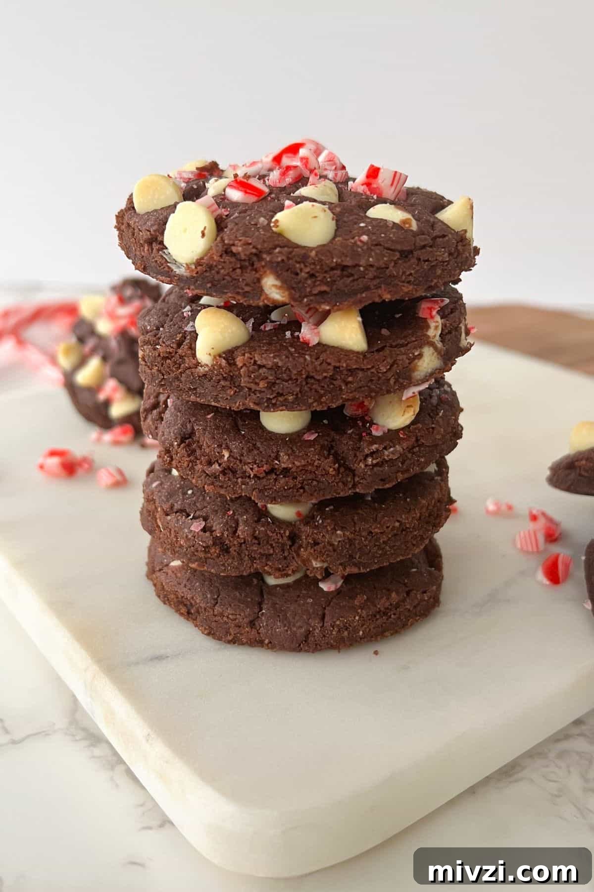 white chocolate brownie cookies with peppermint