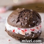 Peppermint Brownie Sandwich Cookies - These are so good! Festive. Delicious. And so much fun, not only to make, but to eat!