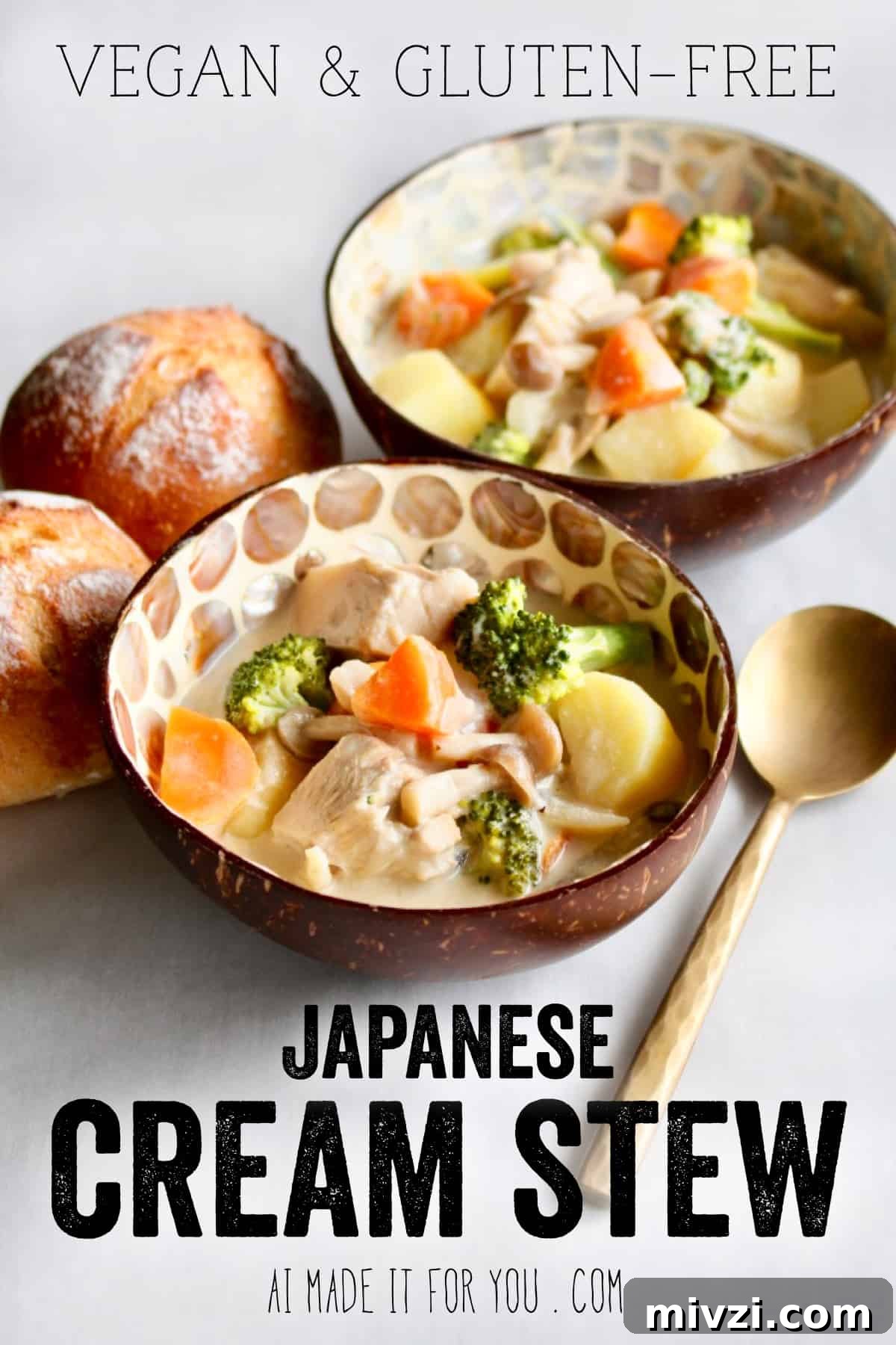 Vegan Japanese Cream Stew with Jackfruit: Creamy Plant-Based Recipe 11 Bowl of vegan Japanese cream stew