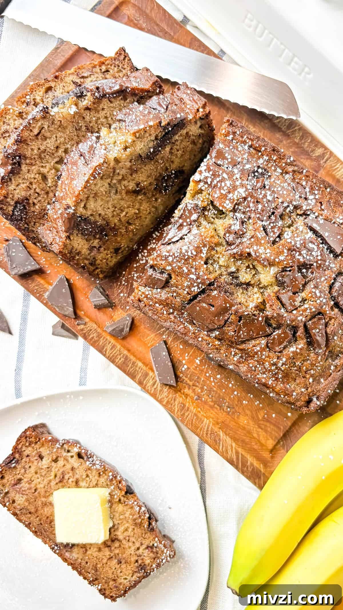 Chocolate Chunk Banana Bread Recipe with Gooey Chocolate Chunks 11 Finished bread.