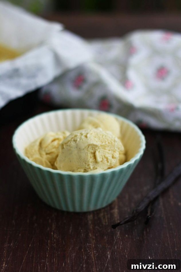 Homemade Vanilla Bean Ice Cream Recipe 4 Mixing the vanilla bean custard before churning.