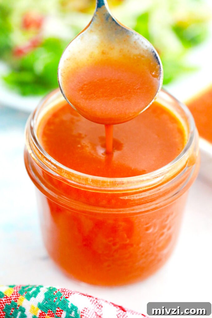 Homemade Catalina Salad Dressing in 5 Minutes 9 A spoonful of homemade Catalina dressing