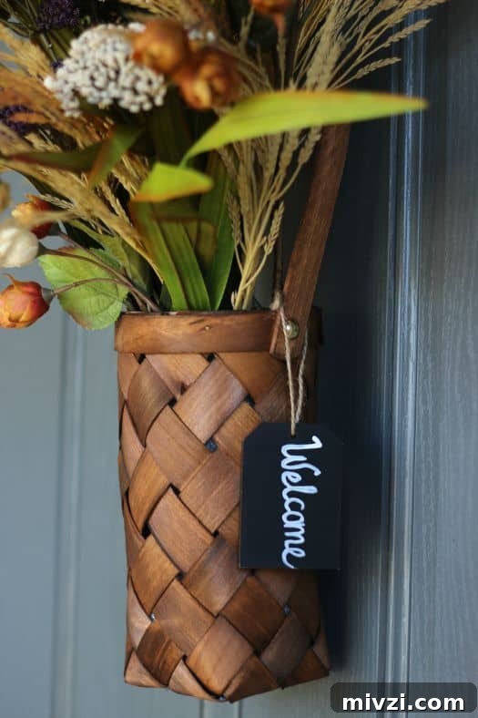 Basket with welcome sign basket with welcome sign