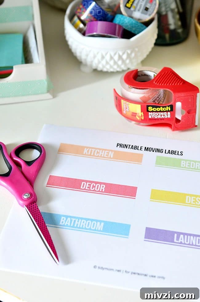 Free Printable DIY Moving Labels for an Organized Move 4 Free printable moving labels. Print on copy paper and cut out, and using tape to attach to boxes and bins