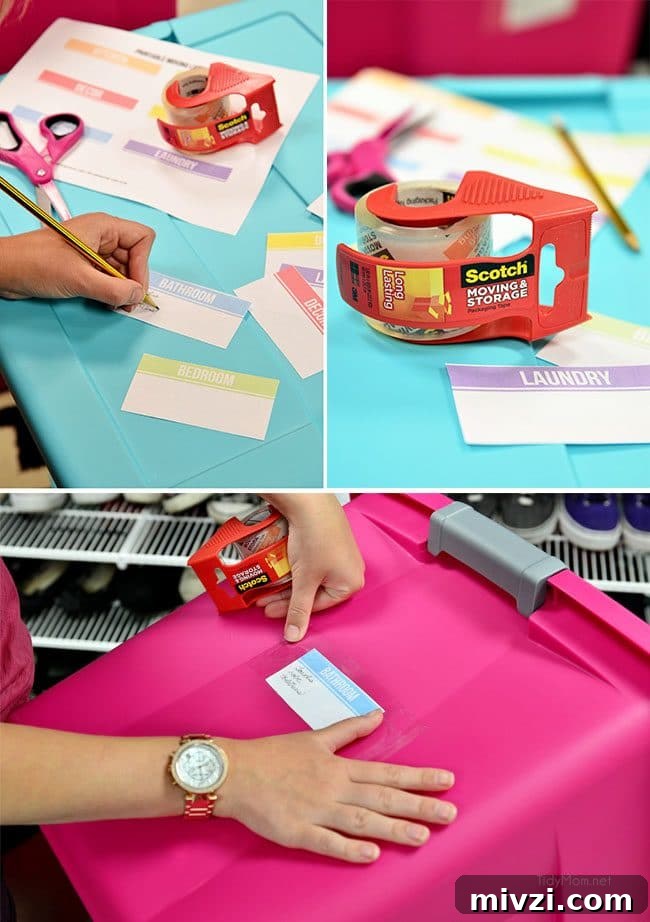 Free Printable DIY Moving Labels for an Organized Move 6 Free printable moving labels. Print on copy paper and cut out, and using tape to attach to boxes and bins