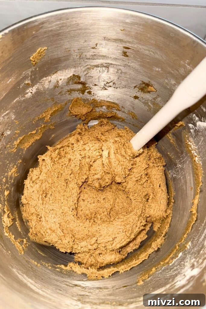 Sourdough Ginger Molasses Cookies with Spiced Chewy Texture 6 sourdough ginger molasses cookies cookie dough in mixing bowl.