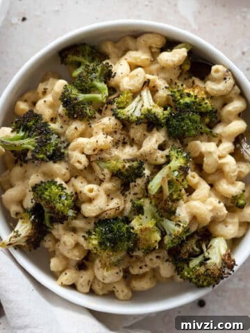 Vegan Butternut Squash Mac and Cheese in a white bowl.