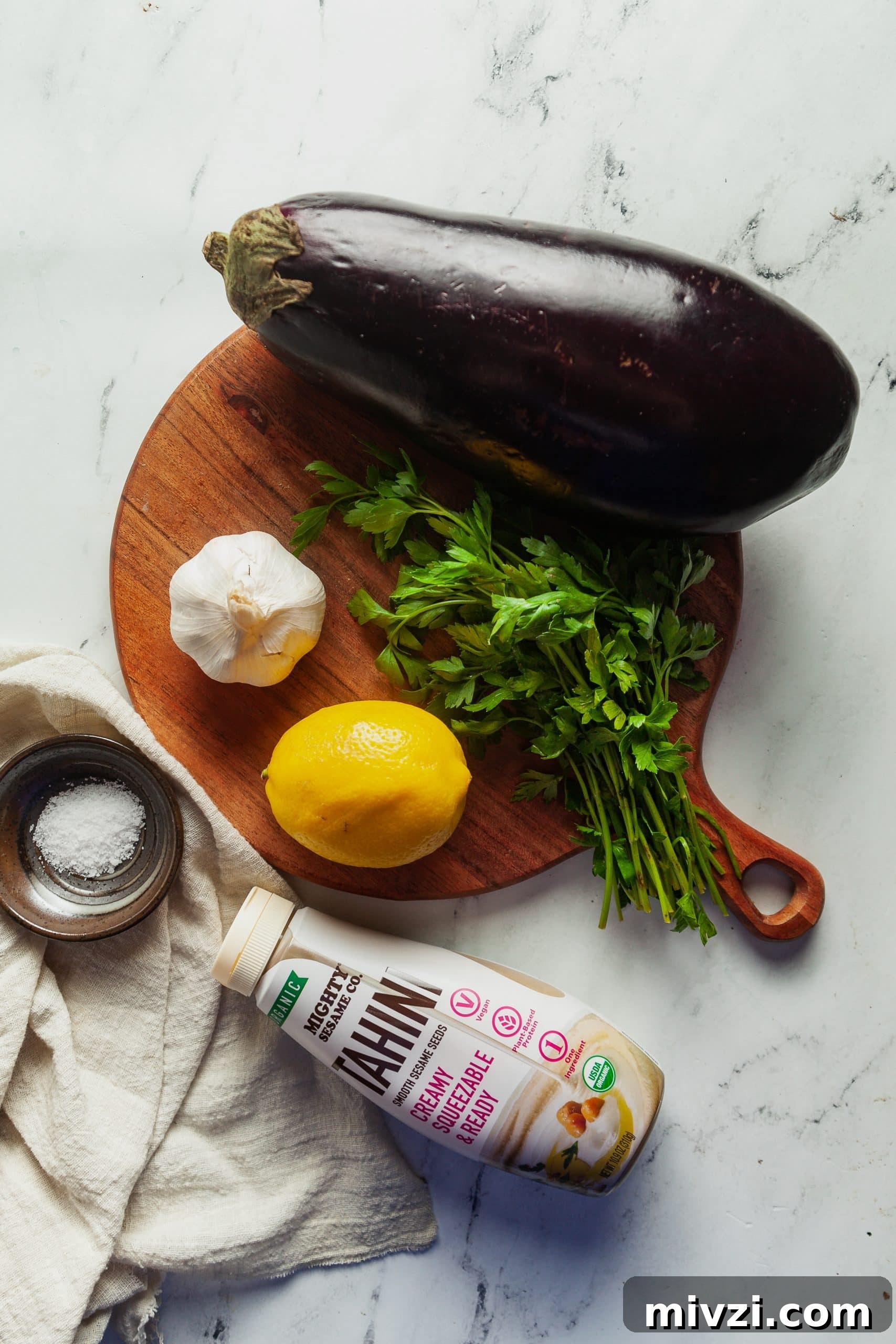 Ingredients for making baba ganoush.