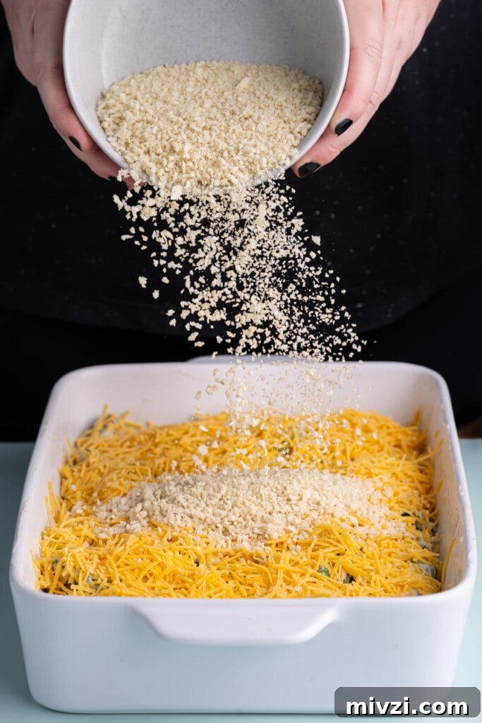 Cheesy Baked Asparagus Casserole Recipe with Crispy Top 15 Adding top layer of panko to asparagus casserole