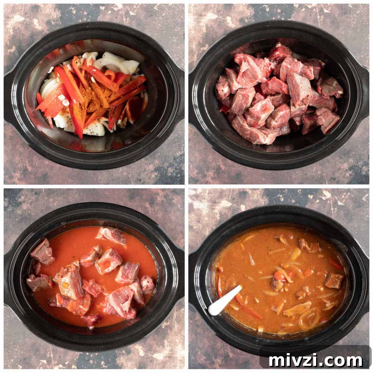 Hearty Slow Cooker Beef Goulash Recipe for Tender, Savory Meals 3 This slow cooker beef goulash is a hearty and warming stew, with tender chunks of beef and strips of red pepper cooked in a rich and smoky tomato and paprika sauce. Perfect comfort food that the whole family will love.
