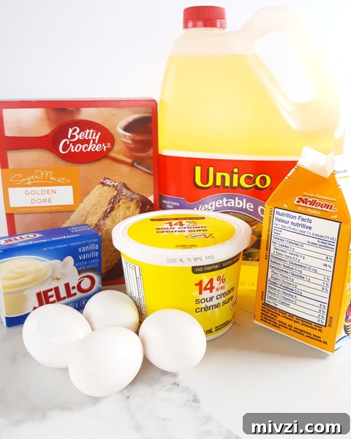 Moist Vanilla Pudding & Sour Cream Bundt Cake (Box Mix) 3 Vanilla Pudding Sour Cream Bundt Cake