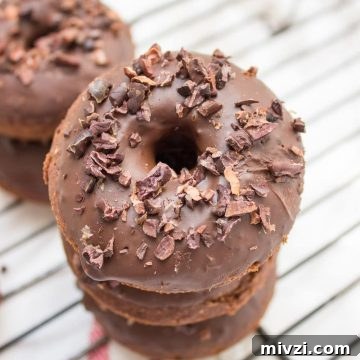 Oven baked Double Chocolate Banana Donuts whole grain refined SUGAR-FREE