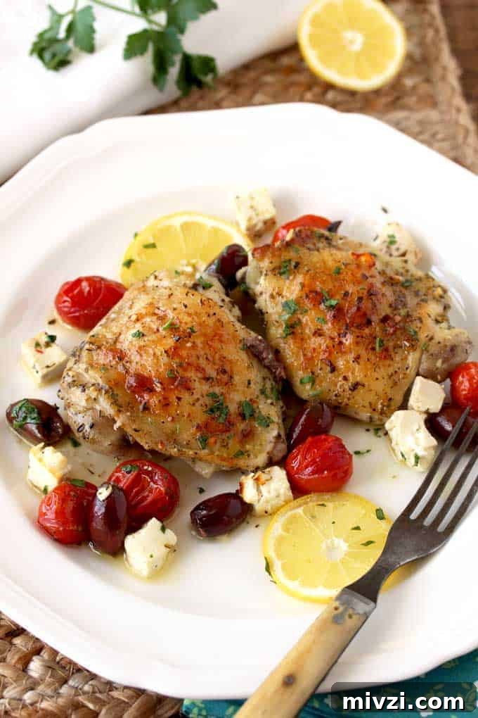Greek Lemon Oven Roasted Chicken Thighs
