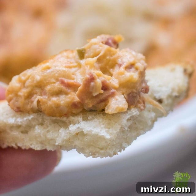 Gluten Free Reuben Dip on toasted bread triangle
