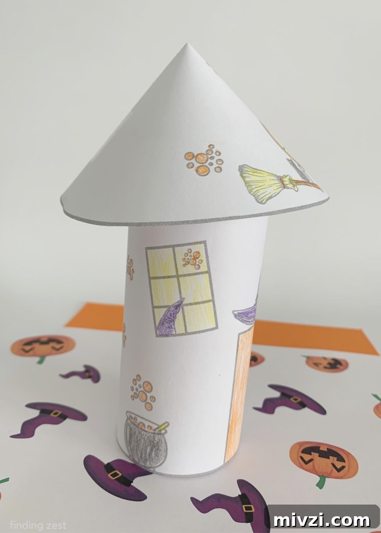 3-D paper haunted house for Halloween.