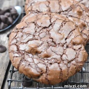 Double Chocolate Chip Cookies in a cooling rack, close up