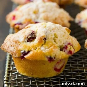Baked cranberry muffins topped with streusel.
